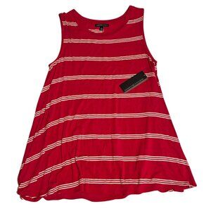 NWT Women Tunic Tank Top MEDIUM Red Stripe Flowy Coastal Cool Lounge